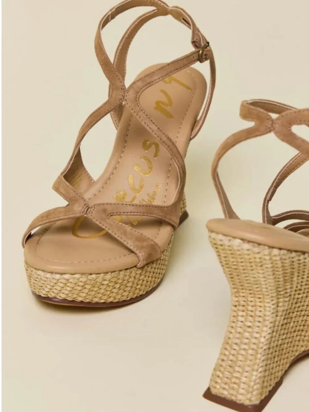 Free People Women's Trina Espadrille Wedge Sandals In Honeyed Oak- 8-1/2 NWT
